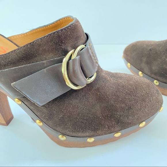 MICHAEL KORS Brown Suede Heel Mules CLOGS 10 - Picture 2 of 4